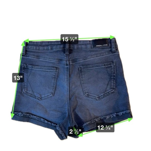 Women's Kendall & Kylie Super High Rise Cut-Off Denim Shorts Black Frayed Hem 13 - Picture 6 of 6